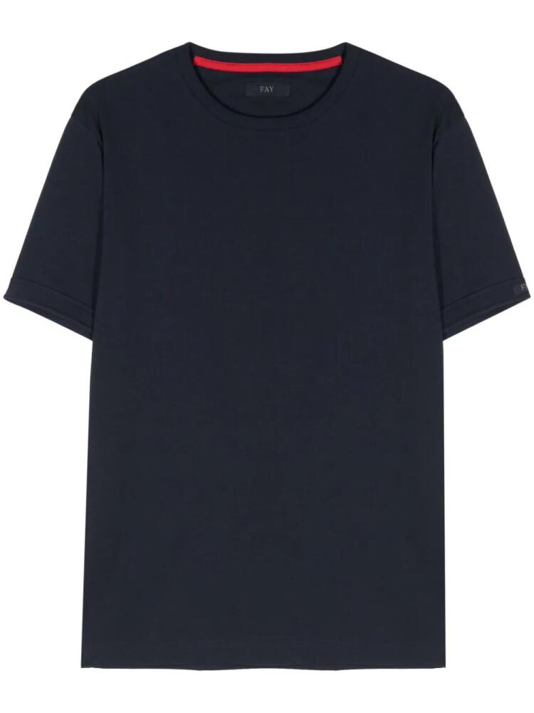 Fay logo-patch cotton T-shirt - Blue Cover