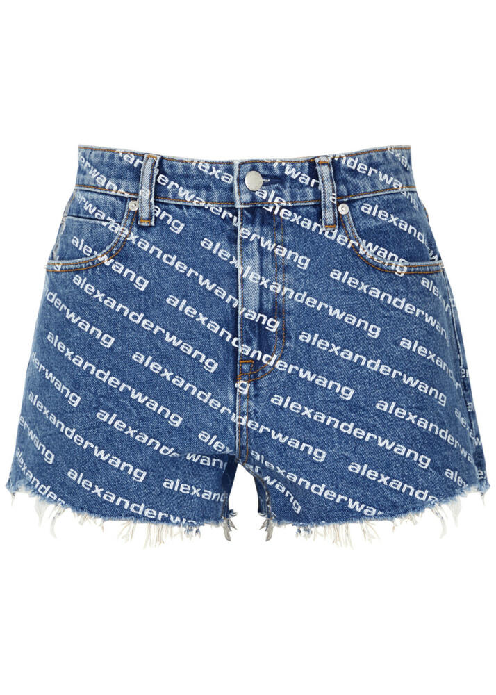 Alexander Wang Bite Logo-print Denim Shorts - Blue And White Cover