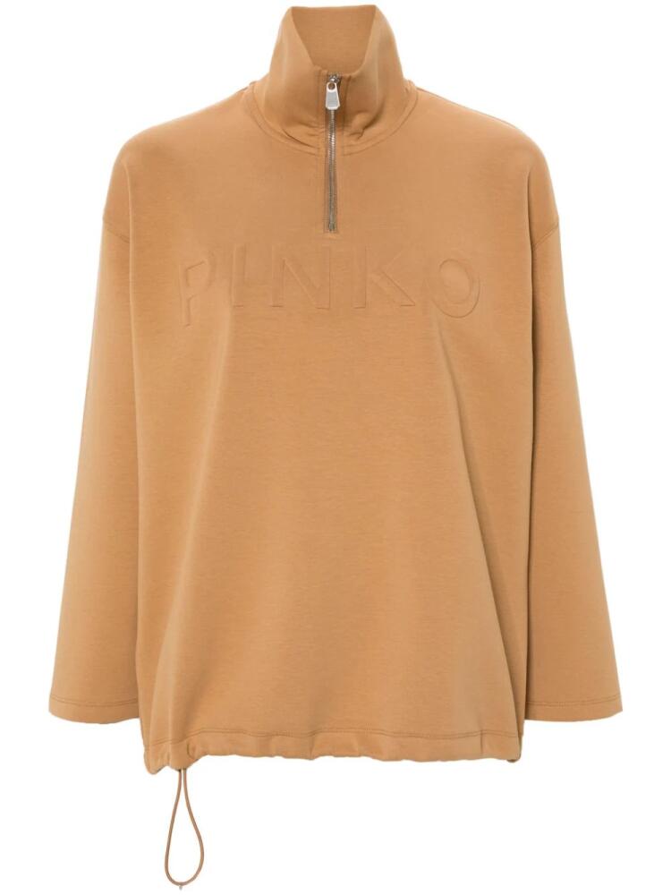 PINKO logo-embossed sweatshirt - Neutrals Cover