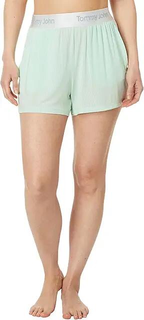 Tommy John Second Skin Luxe Rib Sleep Short (Misty Jade) Women's Pajama Cover