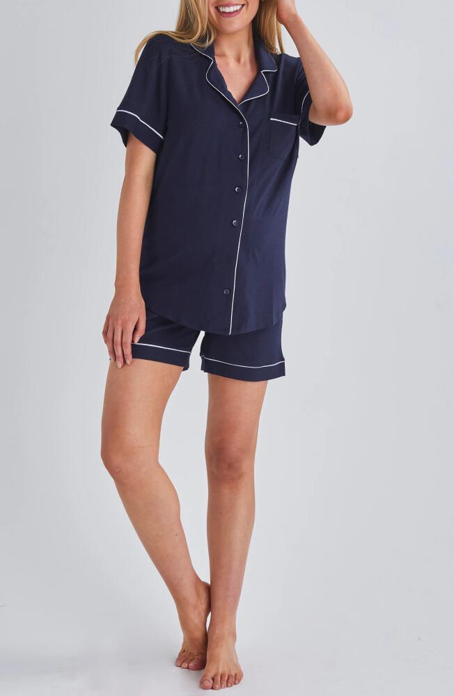 Angel Maternity Piped Maternity/Nursing Pajamas in Navy Cover