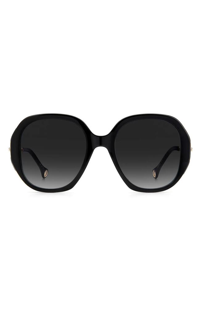 Carolina Herrera Round Sunglasses in Black/Grey Shaded Cover