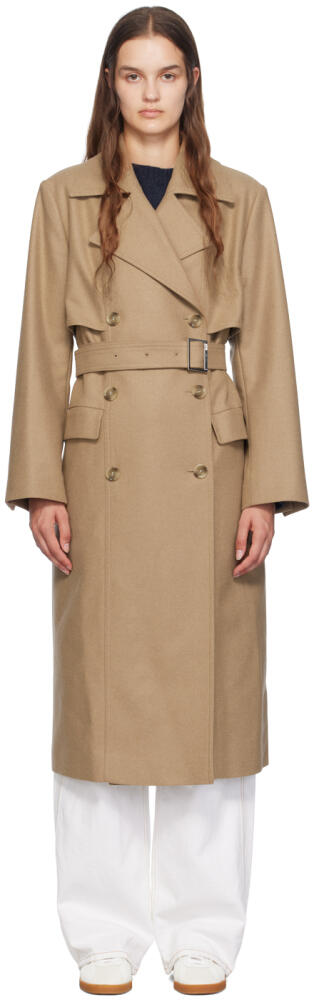 BOSS Beige Belted Coat Cover