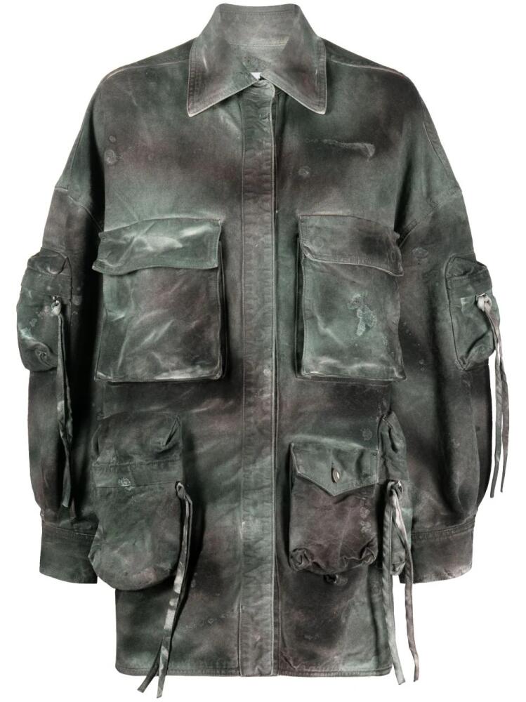 The Attico Fern distressed denim jacket - Green Cover