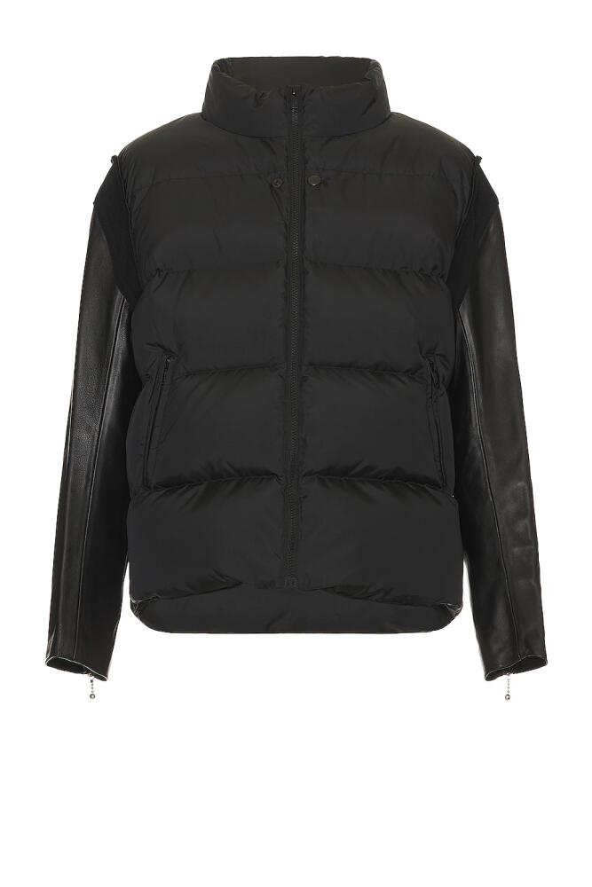 Undercover Leather Sleeve Puffer Blouson in Black Cover