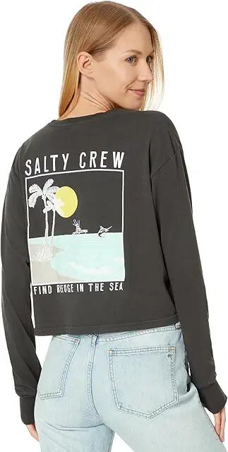 Salty Crew The Good Life Long Sleeve Crop Tee (Charcoal) Women's Clothing Cover