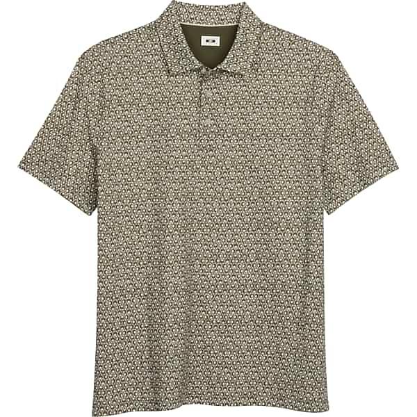 Joseph Abboud Big & Tall Men's Modern Fit Palm Print Polo Olive Cover