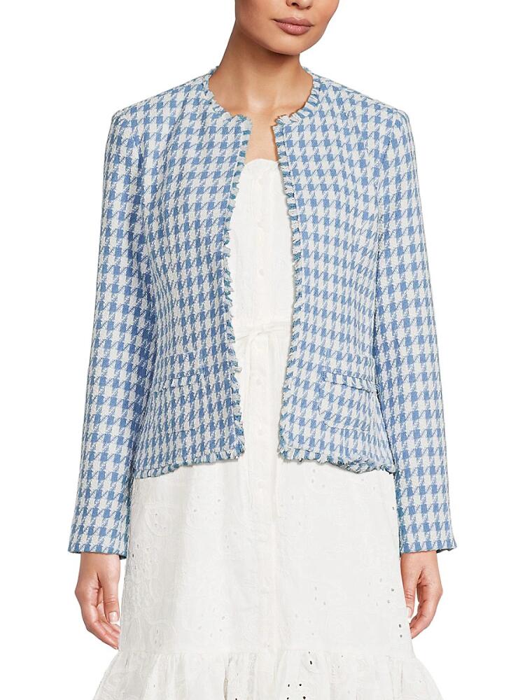 NANETTE nanette lepore Women's Houndstooth Open Front Jacket - Blue Cover