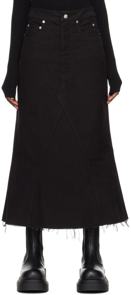 Rick Owens Black Godet Midi Skirt Cover