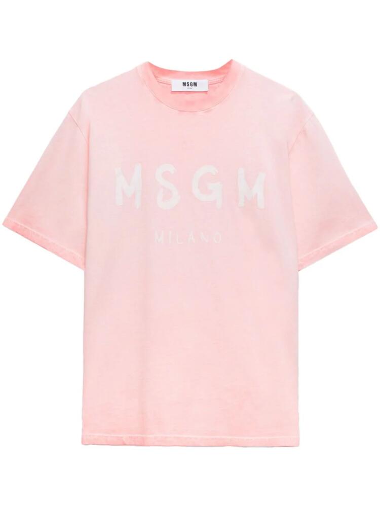 MSGM logo-print cotton T-shirt - Pink Cover