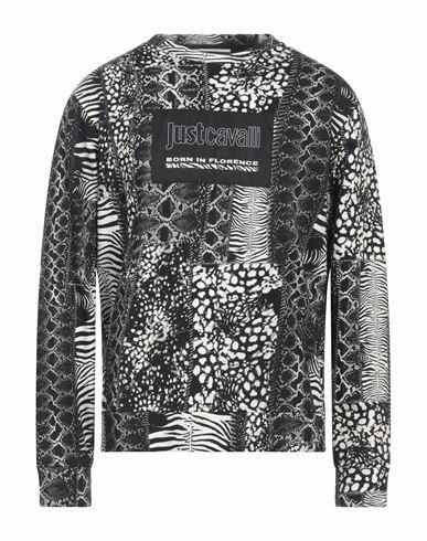 Just Cavalli Man Sweatshirt Black Cotton Cover