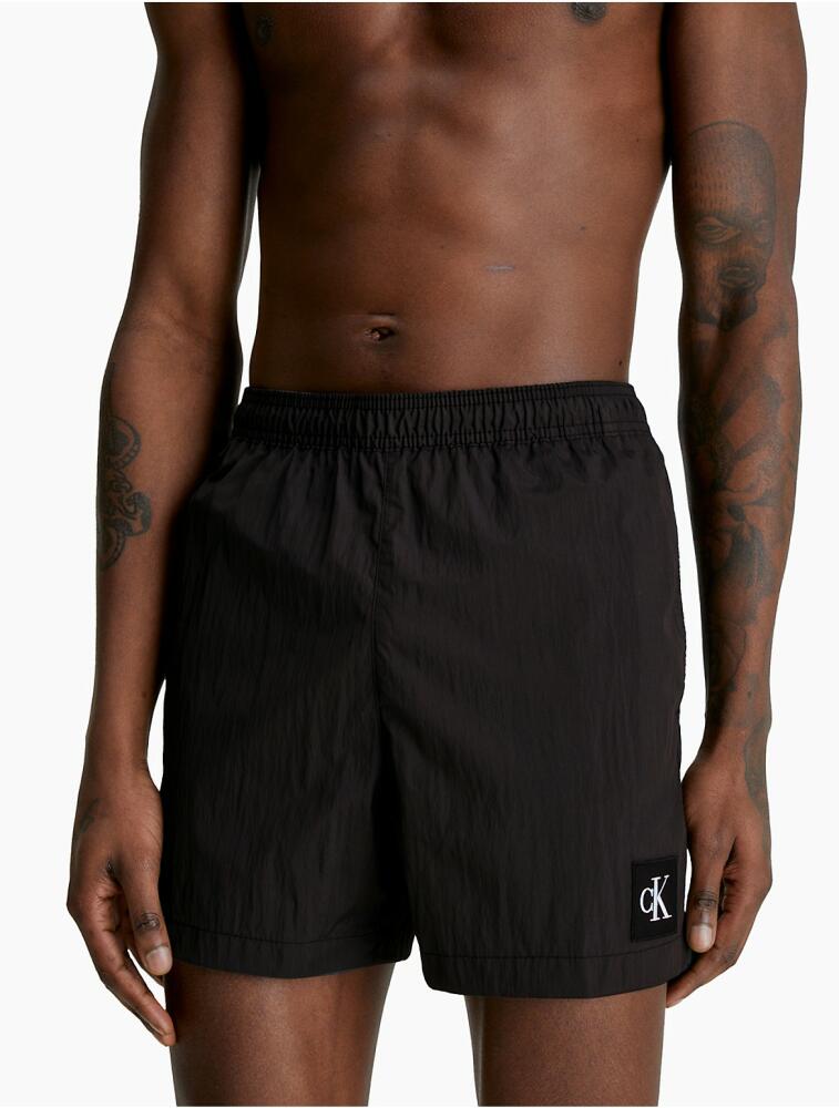 Calvin Klein Men's Nylon Drawstring Waist Swim Shorts - Black Cover