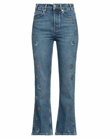 Maje Woman Jeans Blue Cotton, Elastane Cover