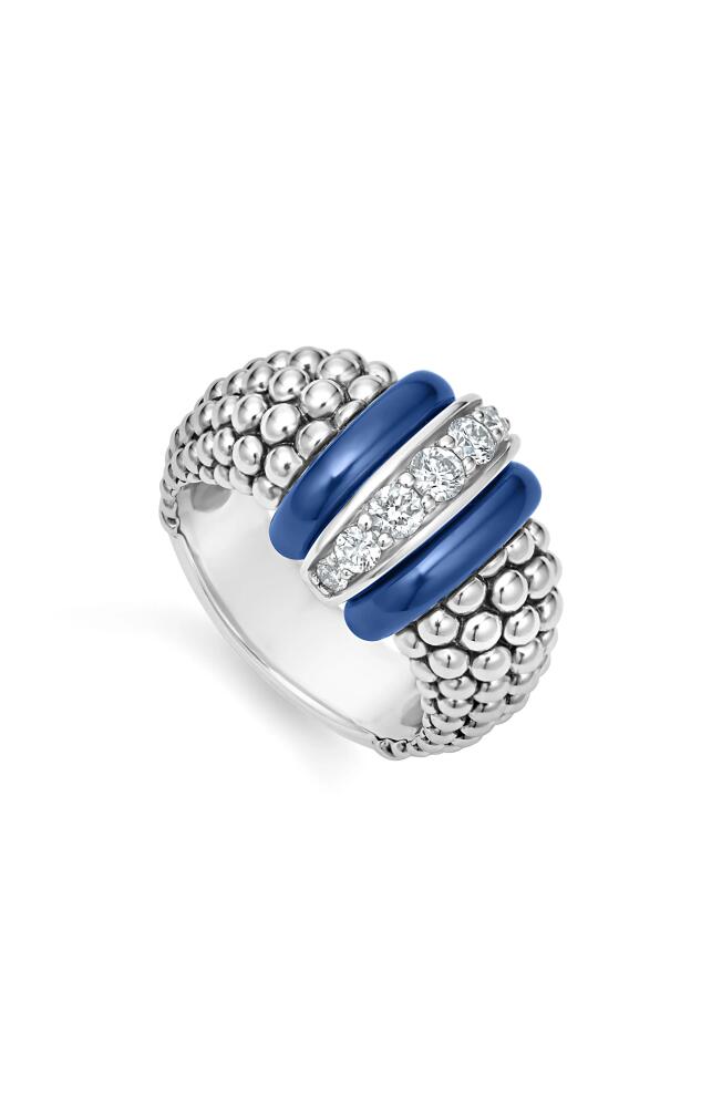 LAGOS Large Blue Caviar Diamond Link Ring in Ultramarine Cover