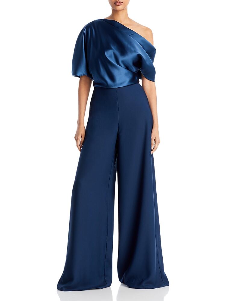 Amsale Off The Shoulder Wide Leg Jumpsuit Cover