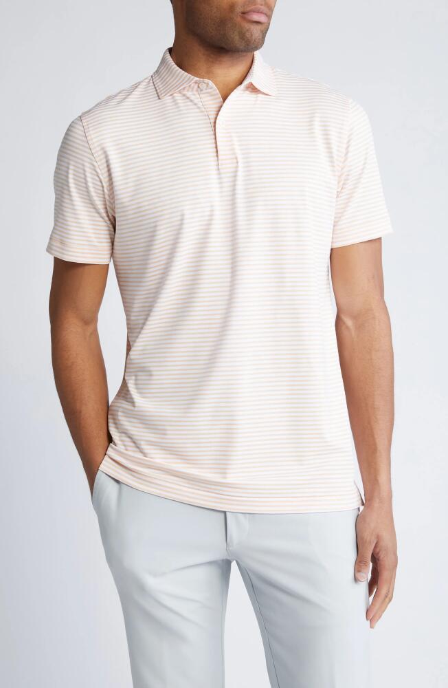 Peter Millar Sawyer Stripe Performance Golf Polo in Orange Sorbet Cover