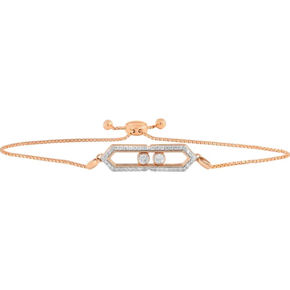 LuvMyJewelry Hexagonal Kinetic Slider Bolo Adjustable Diamond Bracelet in 14K Gold in 14K Rose Gold Cover