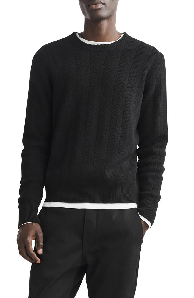 rag & bone Durham Herringbone Stitch Cashmere Sweater in Black Cover