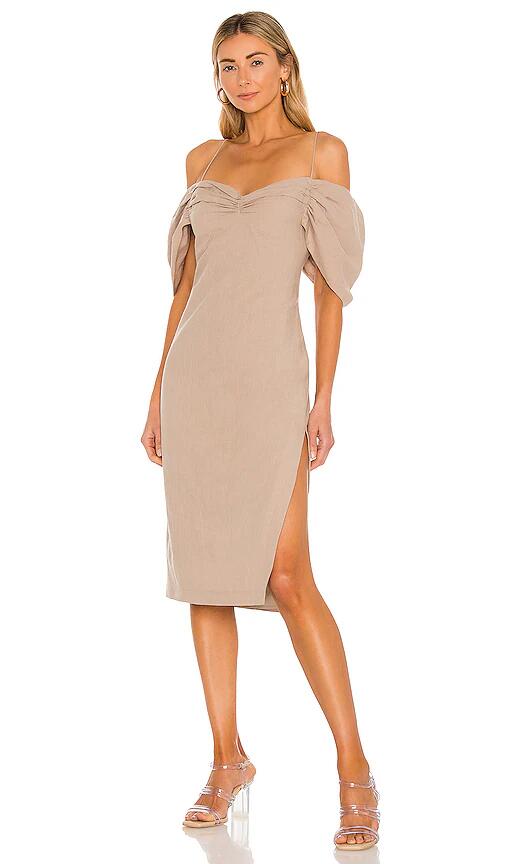 L'Academie Gemma Mini Dress in Beige Cover