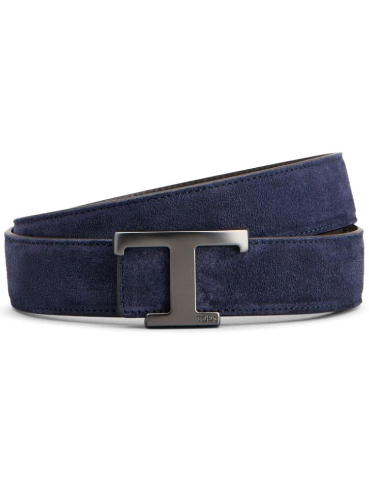 Tod's New T leather reversible belt - Blue Cover