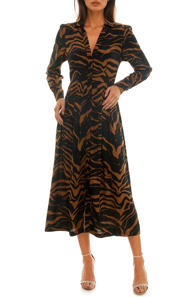 Socialite Long Sleeve Shirtdress in Black/Brown Cover