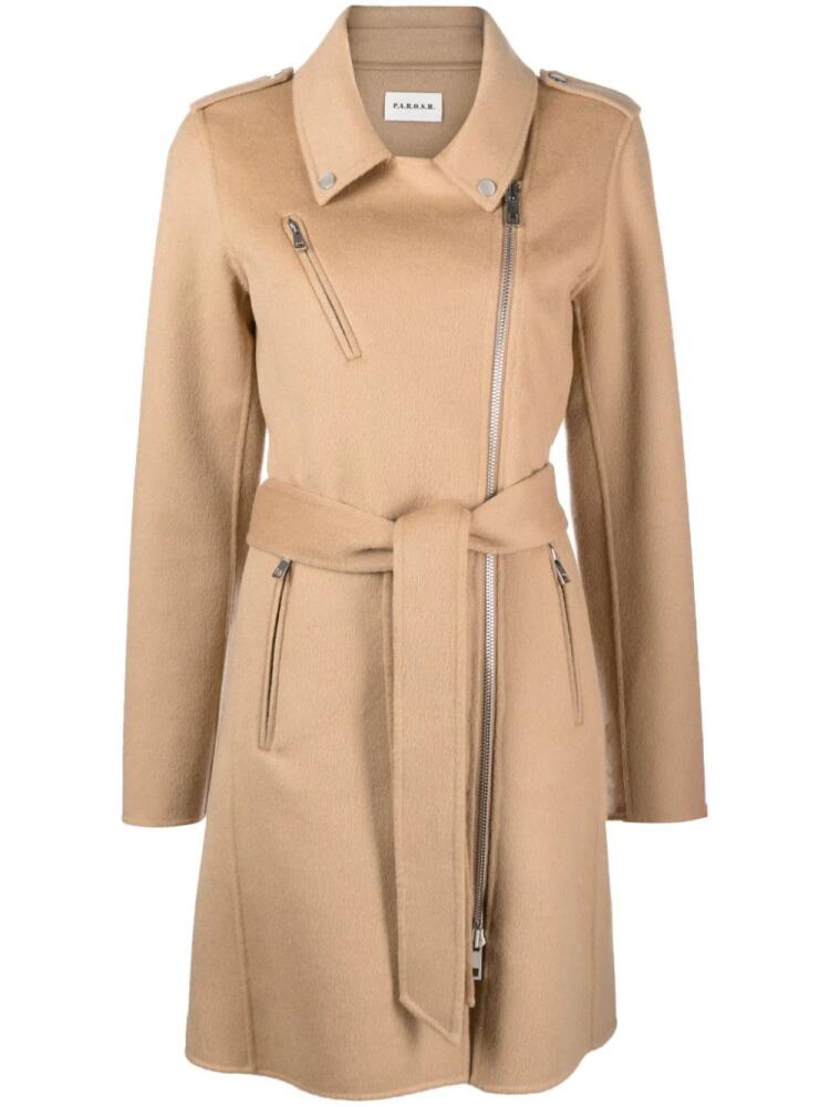 P.A.R.O.S.H. belted felted wool trench coat - Neutrals Cover