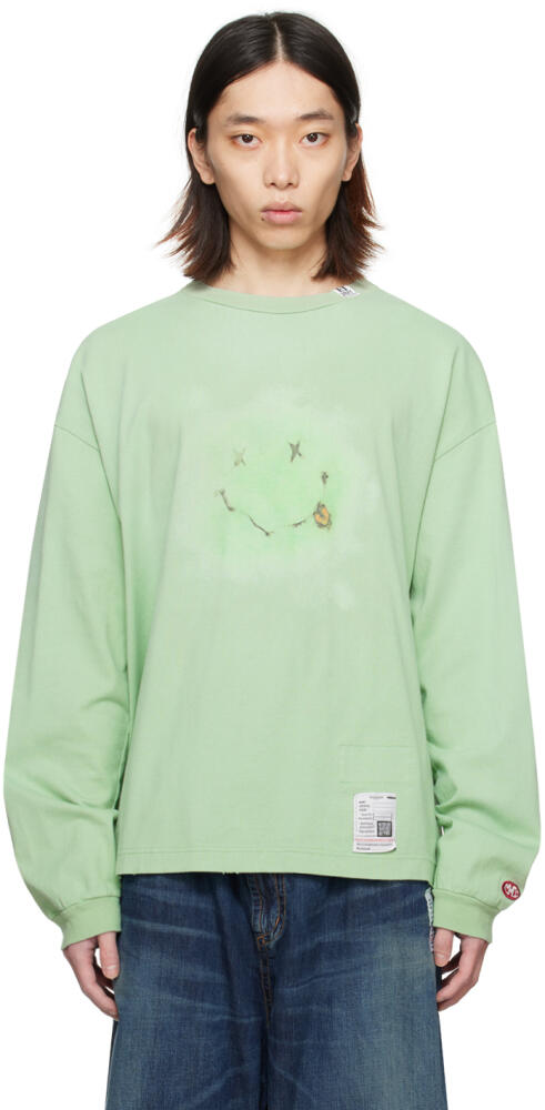 Maison MIHARA YASUHIRO Green Smily Face Long Sleeve T-Shirt Cover