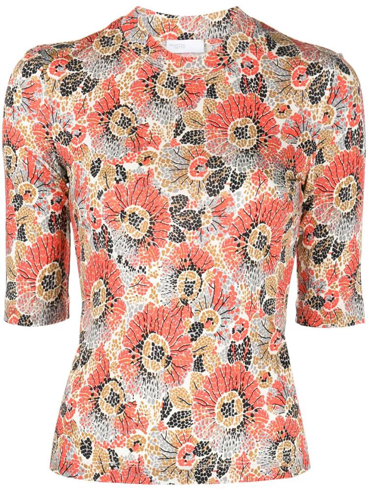 Rosetta Getty floral-print jersey T-shirt - Red Cover