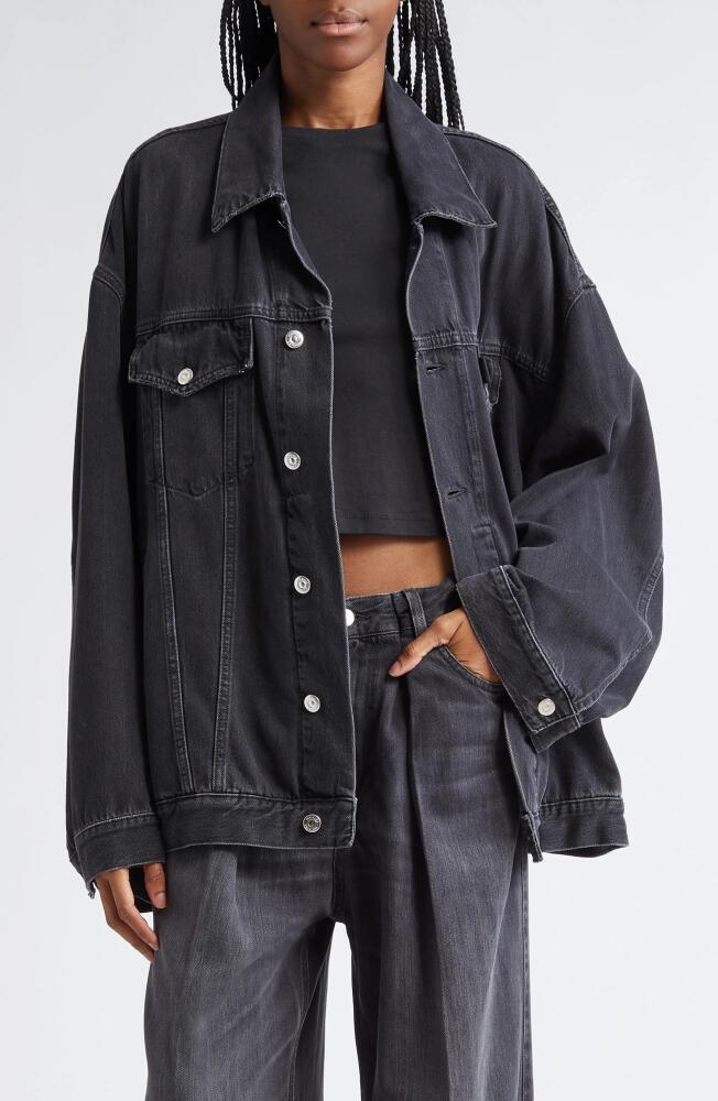 Haikure Janet Oversize Distressed Denim Jacket in Black Tencel Cover