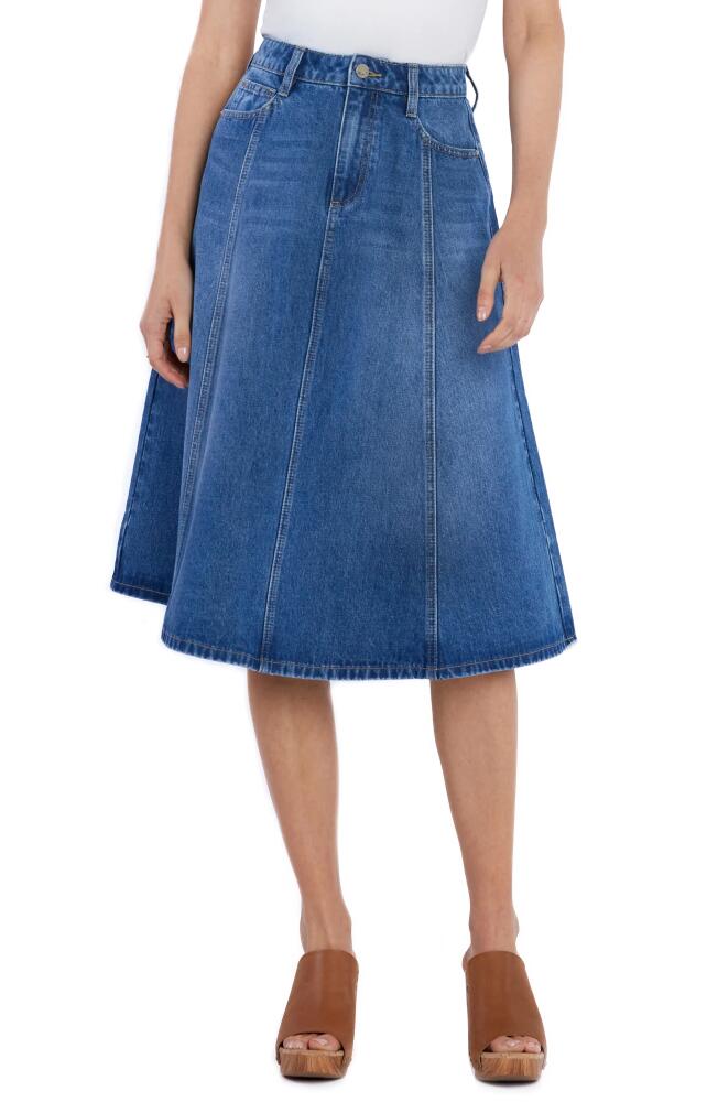 Wash Lab Denim Spin Paneled Denim Midi Skirt in Spin Blue Cover