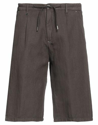 Berna Man Shorts & Bermuda Shorts Dark brown Cotton, Linen Cover