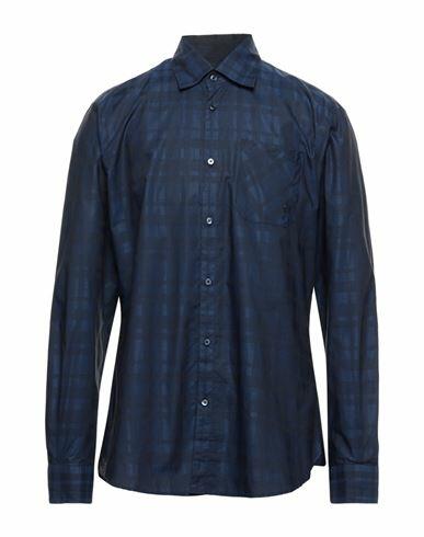 Trussardi Jeans Man Shirt Midnight blue Cotton Cover