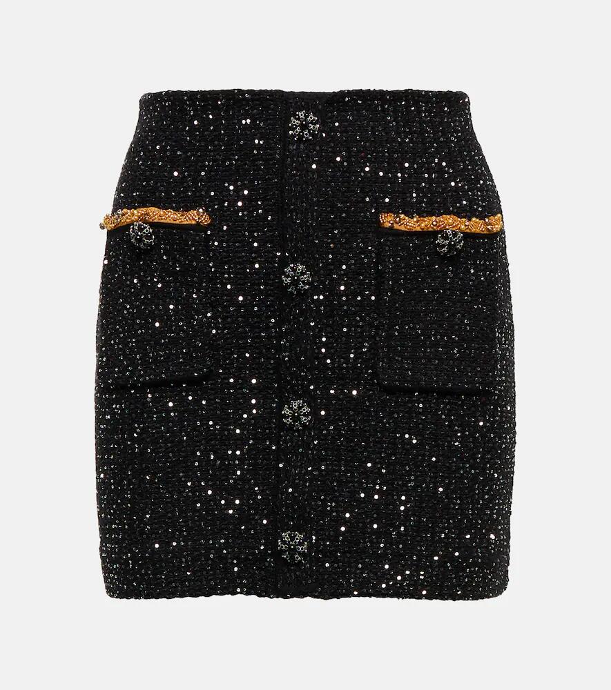 Self-Portrait Sequined high-rise bouclé miniskirt Cover