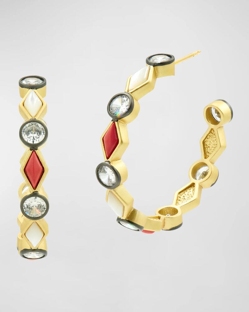 Freida Rothman Multi Stone Hoop Earrings Cover