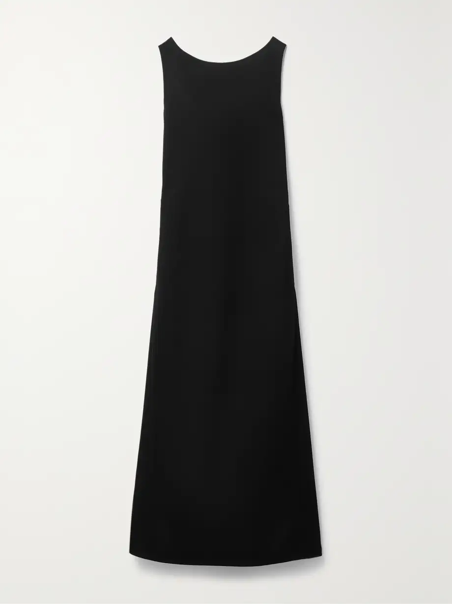 The Row - Rhea Draped Wool-blend Crepe Gown - Black Cover