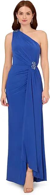 Adrianna Papell Jersey Evening Gown (Brilliant Sapphire) Women's Dress Cover