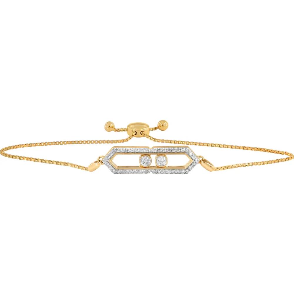 LuvMyJewelry Hexagonal Kinetic Slider Bolo Adjustable Diamond Bracelet in 14K Gold in 14K Yellow Gold Cover