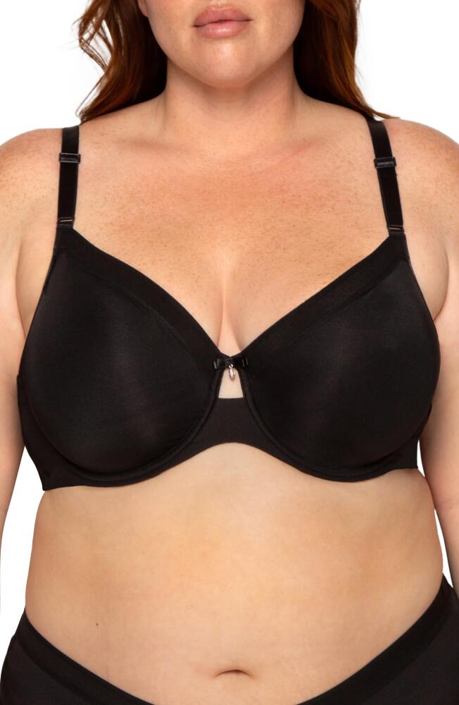 Curvy Couture Silky Smooth Underwire Unlined Bra in Black Cover