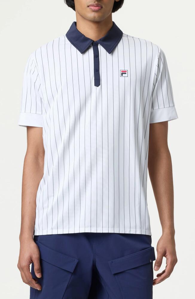 FILA Iconic Peformance Polo in White/fila Navy Cover