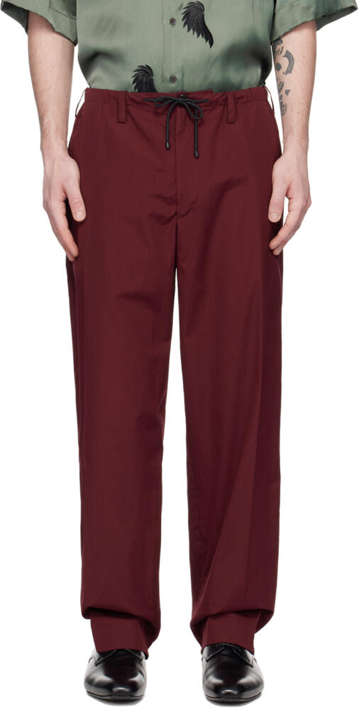 Dries Van Noten Burgundy Drawstring Trousers Cover