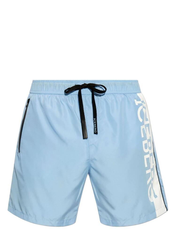 Iceberg logo-print drawstring swim shorts - Blue Cover