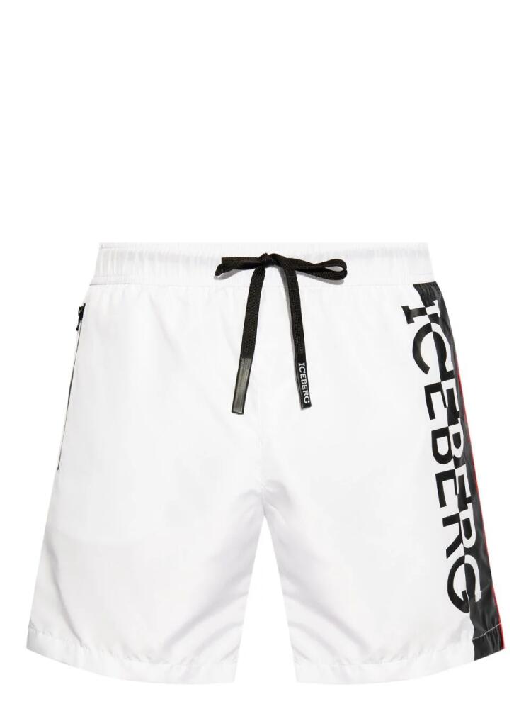 Iceberg logo-print drawstring swim shorts - White Cover