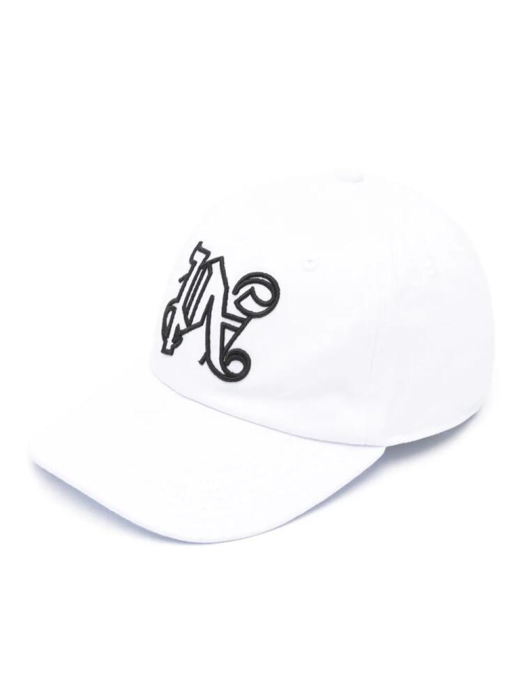 Palm Angels monogram-embroidered cotton cap - White Cover