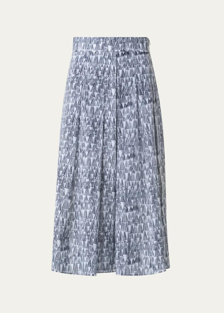 Akris Asagao Printed Cotton Voile Midi Skirt Cover