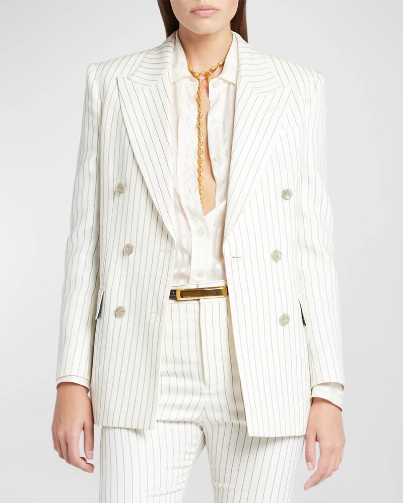 TOM FORD Pinstripe Double-Breasted Blazer Jacket Cover