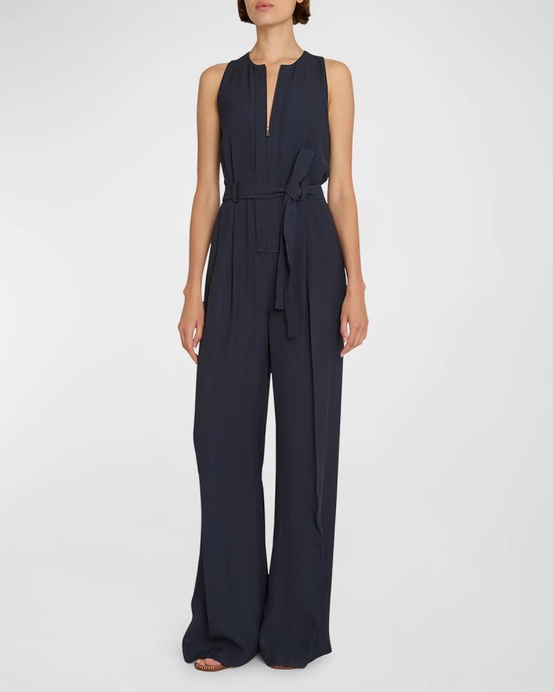 Ulla Johnson Camelia Sleeveless Belted Crepe Straight-Leg Jumpsuit Cover