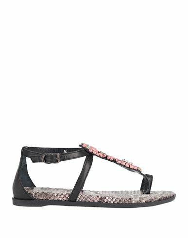 Apepazza Woman Thong sandal Black Leather Cover