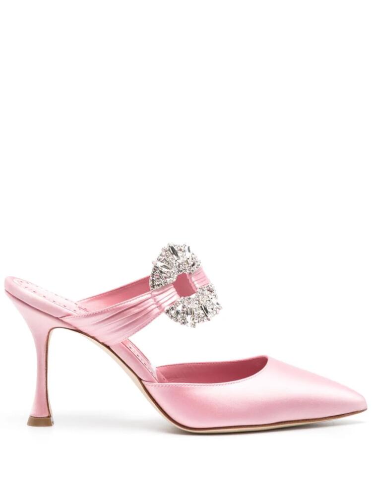 Manolo Blahnik Maidugura 90mm satin mules - Pink Cover