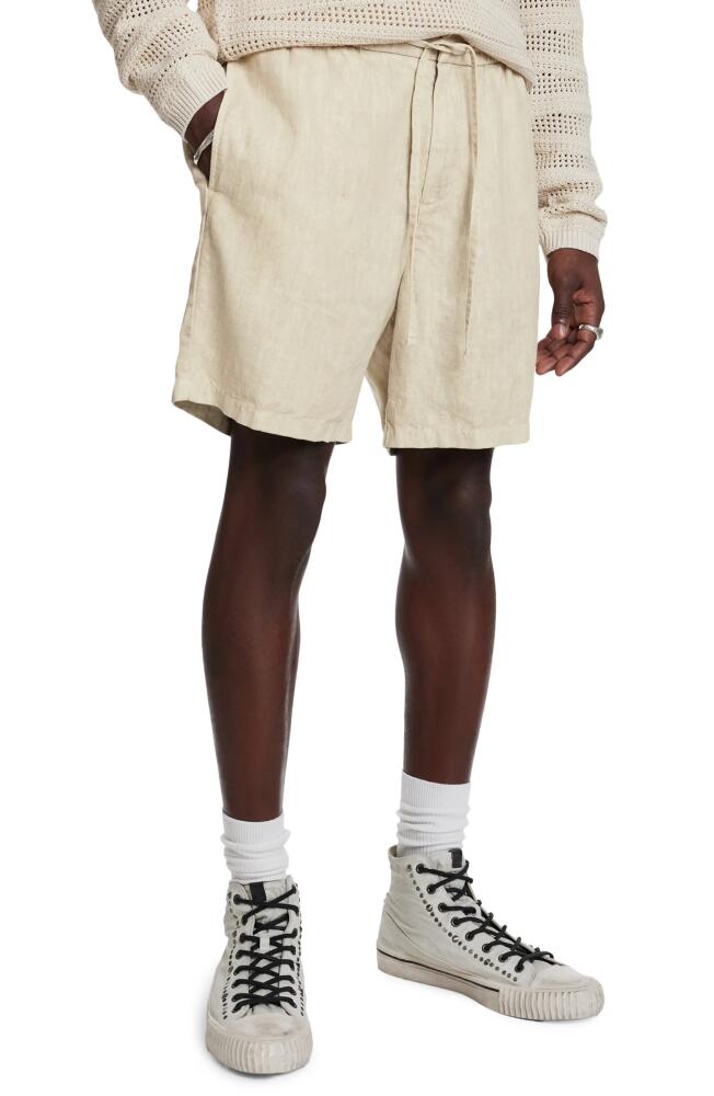 John Varvatos Daryl Drawstring Linen Blend Shorts in Macadamia Cover