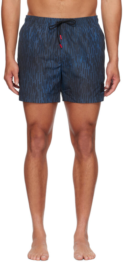 Hugo Blue Printed Swim Shorts Cover